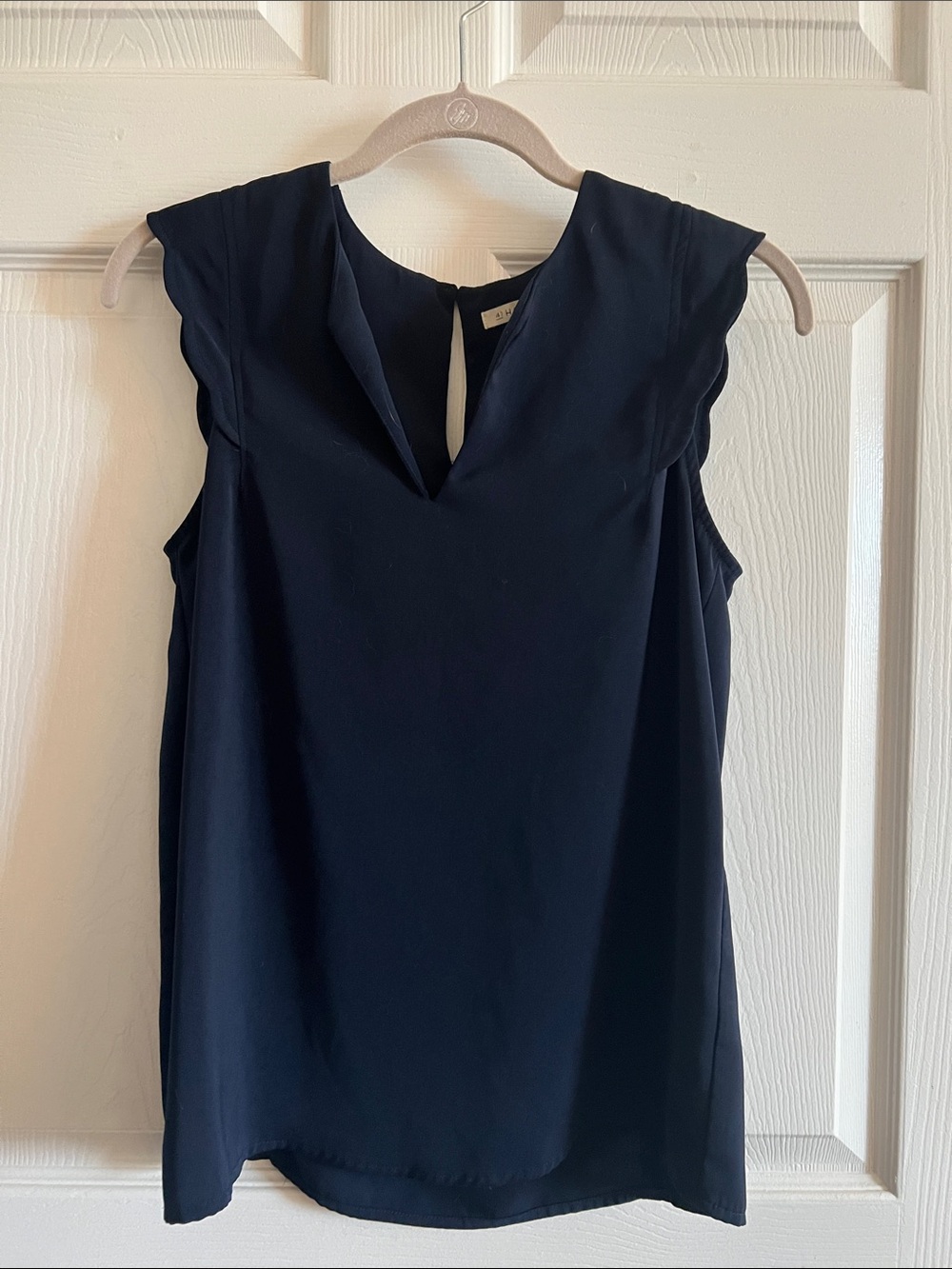 41 Hawthorn Navy Sleeveless V-Notch Blouse
